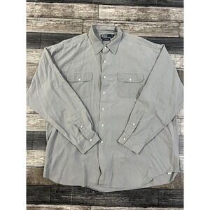 Polo Ralph Lauren‎ Benford Shirt Men XXL Silk Cotton Long Sleeve Button Up Begie